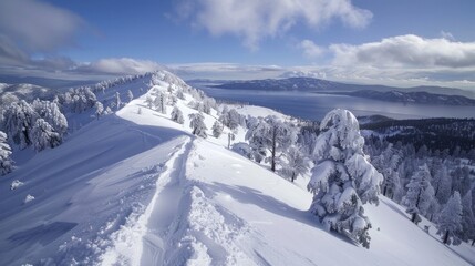Obraz premium Mount Rose Ski Tahoe: Skiing at Nevada's First Mountain Trail