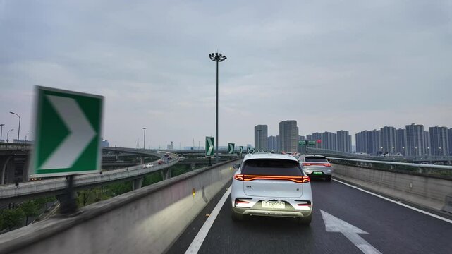 driving car on road