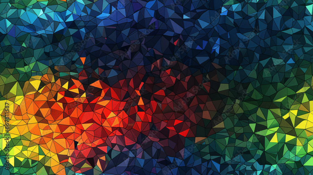 Fototapete Colorful geometric background with a triangular mosaic pattern creating an abstract and modern design