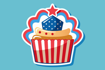 American 4th-july sticker cupcake vector illustration