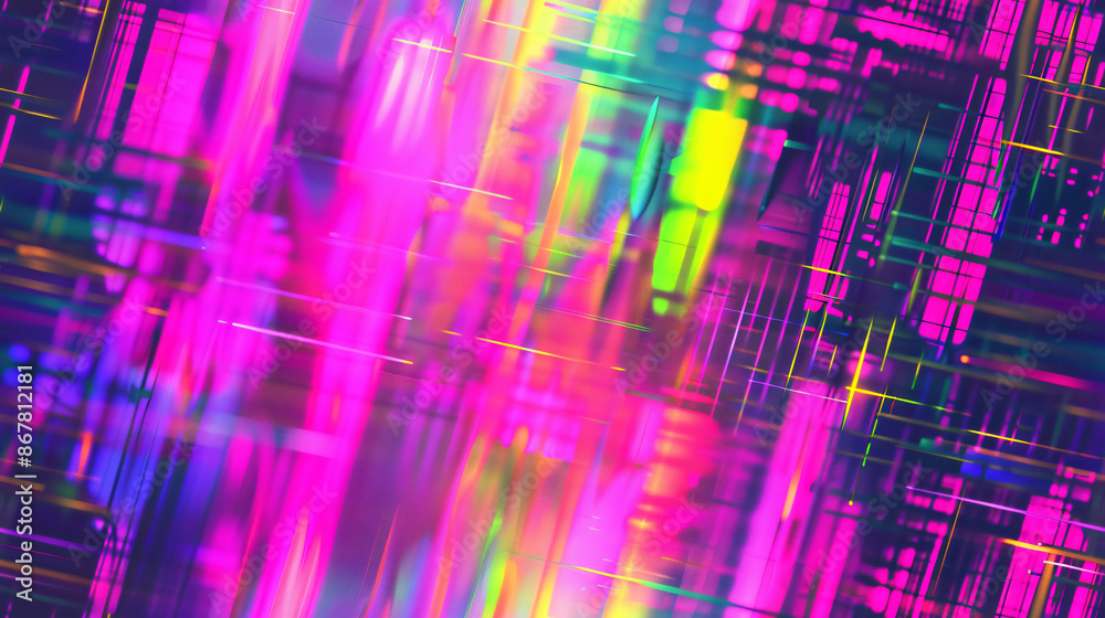 Leinwandbilder Abstract background with bright colorful lines creating dynamic perspective, perfect for technology or music themed projects