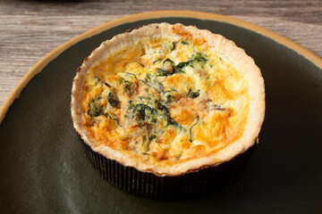A view of a quiche Lorraine.