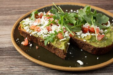 A view of an avocado toast plate.
