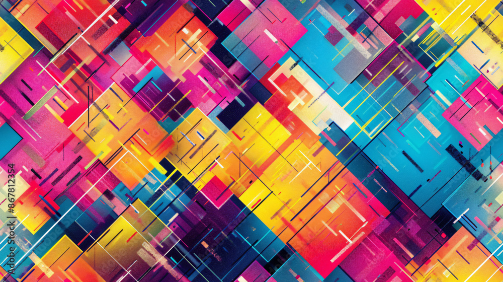 Leinwandbilder intersecting square and line modern design creates a vibrant abstract background
