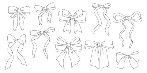 Bow Outline Illustrations various styles.