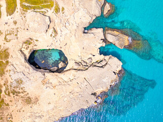Estate in Salento - Vista aerea sulla Grotta della Poesia, Melendugno, Lecce, Puglia, Italy