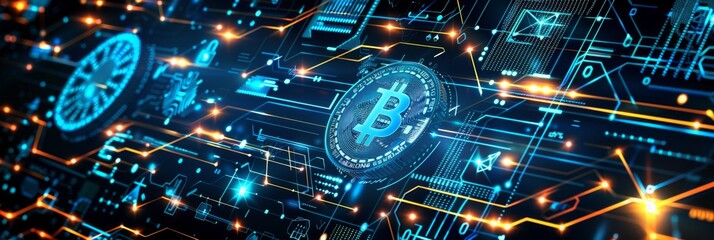 Cryptocurrency, a vibrant digital background with interconnected data lines and crypto points, representing digital finance
