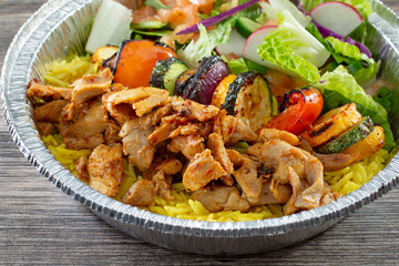 A view of a chicken shawarma entree.