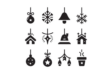 set of Christmas decoration elements vector illustration