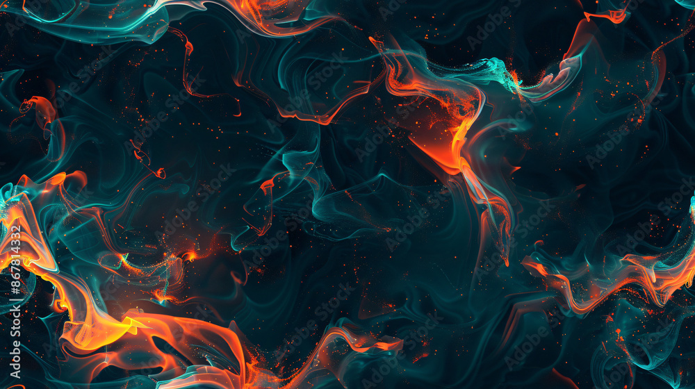 Poster colorful smoke creates an abstract background with flowing and glowing particles