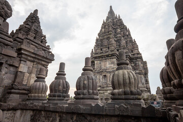 Obraz premium Prambanan, complex of ancient Hindu temples in Central Java, Yogyakarta, Indonesia.