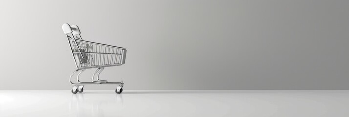 E-commerce, a minimalistic 3D shopping list on a clean gray background, representing wishlists and favorites