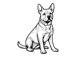 Detailed Black and White Line Art Illustration of a Dog's Face. Intricate and Realistic Canine Portrait Capturing the Essence of Animal Features with Hand-Drawn Precision for Artistic and Monochrome P