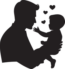 Happy Fathersday father and son Vector Silhouette logo Art