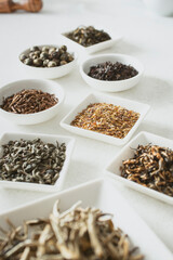 A view of assorted loose leaf tea.