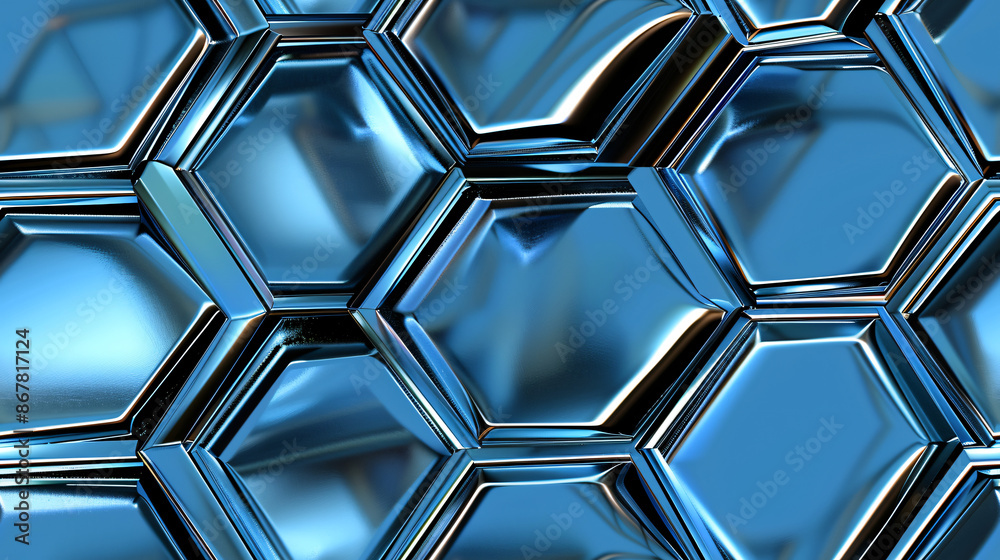 Poster Modern background design with abstract metallic honeycomb pattern