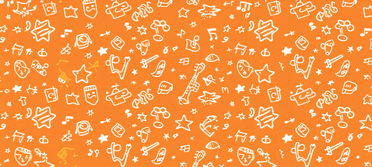 Drawings of jas instruments on orange background