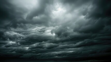 Obraz premium Overcast Sky. Moody Clouds Flying Over Horizon in Dramatic Sky Scene