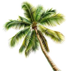 Obraz premium Palm Tree. Tropical Green Palm Tree with Isolated White Background