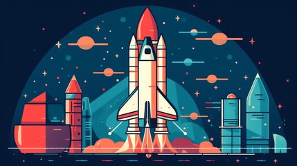 Fototapeta premium Space Rocket Launch: A Futuristic Takeoff