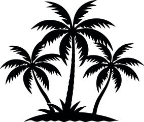 Obraz premium Three palm trees are shown in black and white