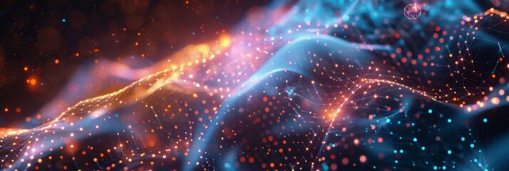 Quantum Computing, a vibrant digital background with interconnected data lines and quantum points, representing quantum networks