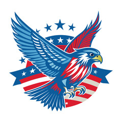 Obraz premium American Flag Theme Independence Day bald eagle Vector Illustration
