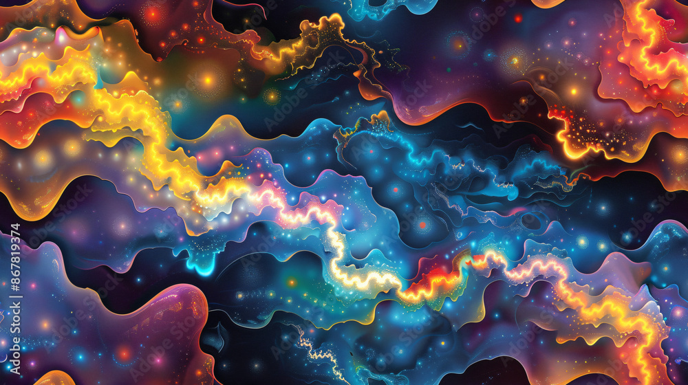 Leinwandbilder vibrant cosmic energy flowing through abstract space background, creating a mesmerizing visual exper