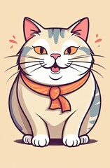 Obraz premium A cartoon illustration of a cat with an open mouth and sharp teeth, isolated on a background