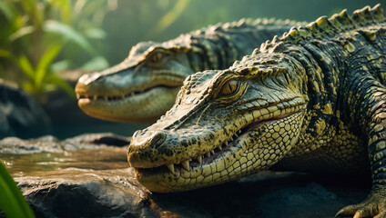 Stunning caiman crocodile Brazil closeup