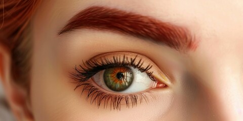 Obraz premium Close-Up of a Woman's Eye with Red Eyebrows. Generative ai