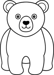 A black and white drawing of a bear
