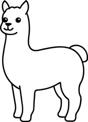 Naklejka premium A white drawing of a llama with a big smile on its face