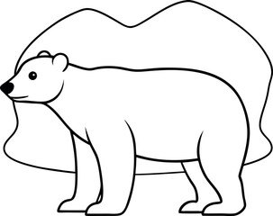 A bear is standing in front of a mountain