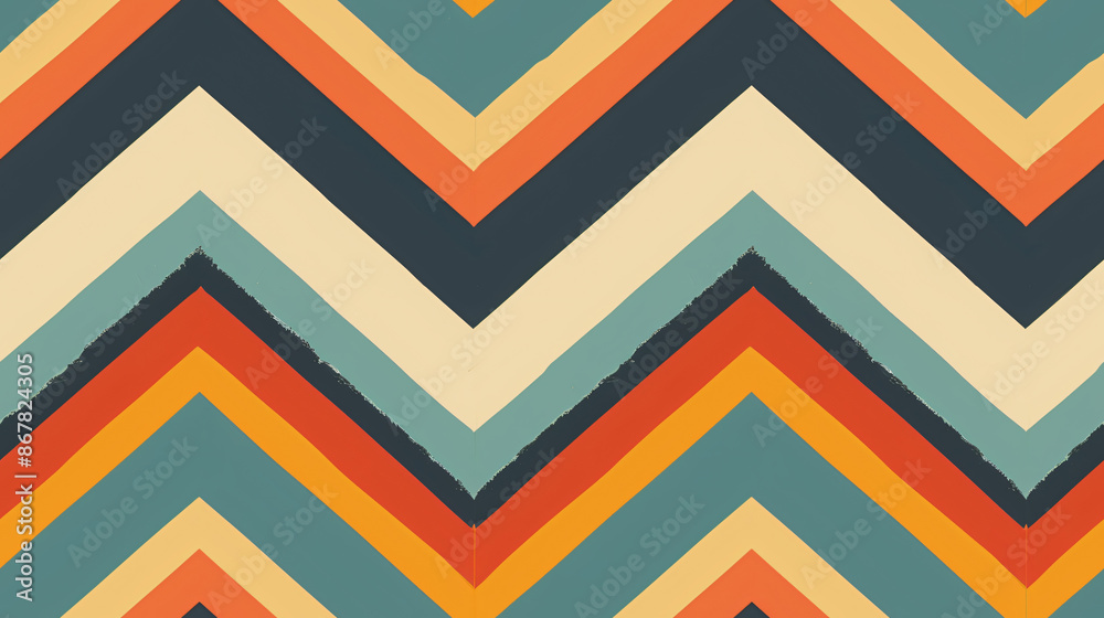 Poster chevron pattern with retro vibes and repeating jagged edges