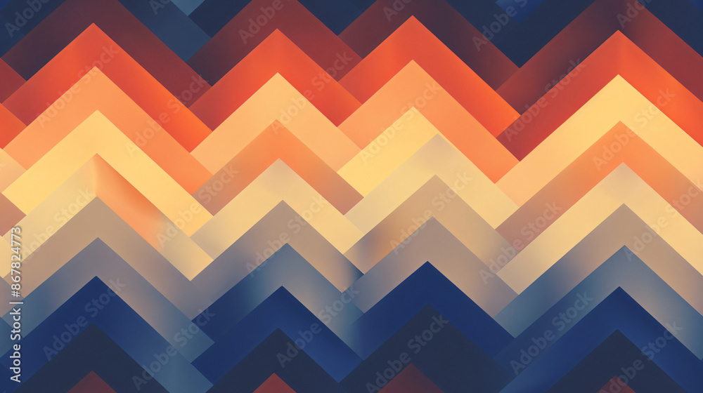 Poster Modern abstract background with seamless overlapping triangles in a mix of warm and cool colors, adding depth and dimension