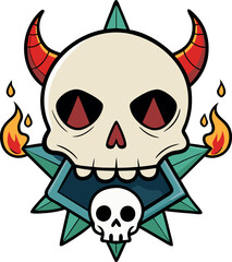 Obraz premium A skull with horns and a skull with a skull on it