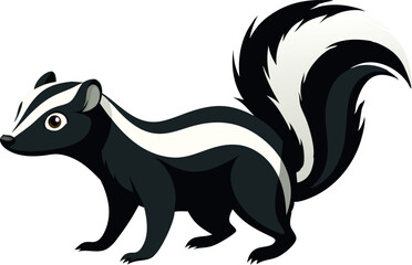 Obraz premium A black and white cartoon skunk with a white stripe on its face