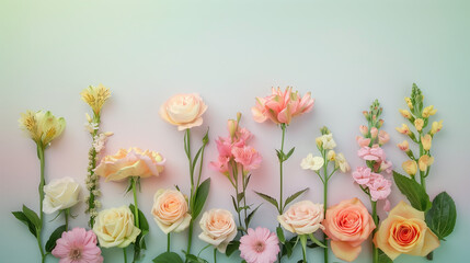 Obraz premium Pastel Flower Arrangement Seamless Background