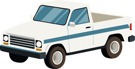 Naklejka premium A white pickup truck with a blue stripe