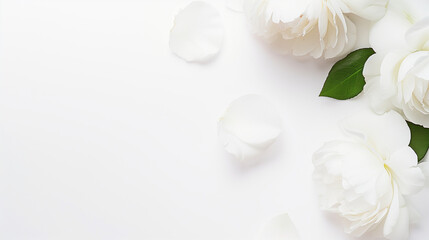 Bright White Flat Lay with Delicate Flowers