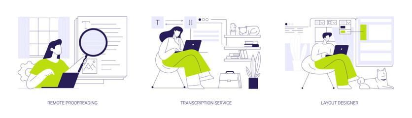 Remote worker services abstract concept vector illustrations.