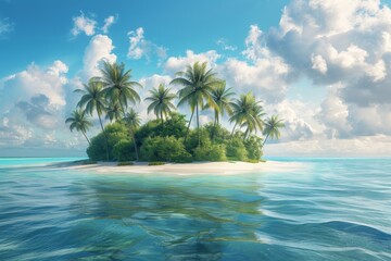 Obraz premium Tropical Island Paradise with Palm Trees