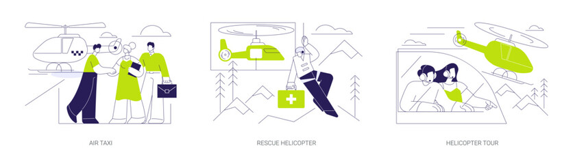 Aerial transport abstract concept vector illustrations.