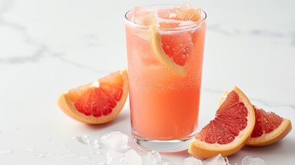 A glass of freshly squeezed grapefruit juice