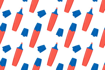 Pen icon seamless pattern background. Highlighter vector illustration. Pen symbol pattern.