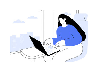 Working on the way isolated cartoon vector illustrations.