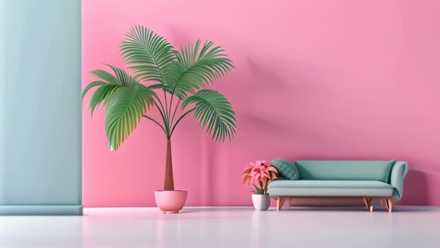modern living room with trees