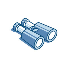 vector binoculars linear isometric icon, in color on white background, business vision or zoom