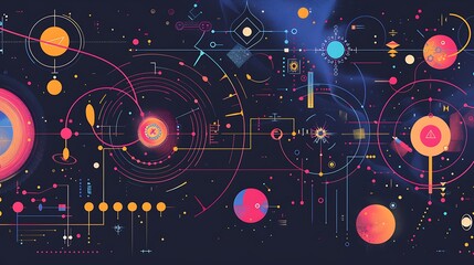 Infographic Quantum Mechanics highlighting key principles such superposition entanglement Heisenberg Uncertainty Principle with diagrams of quantum states wave functions and probability distributions
